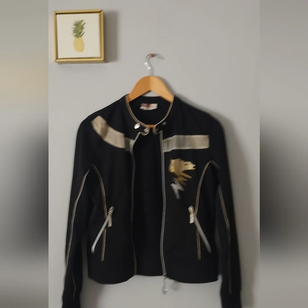 Jacket Women  Mecca  Femme  Vintage Black Zipper Front Size Large  Graphics
